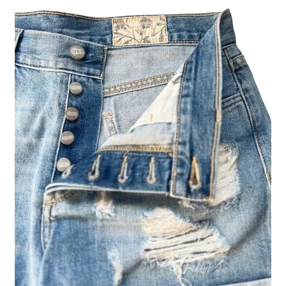 Siwy Denim Bertha Distressed High Rise Boyfriend Denim Shorts Size 24 NWT $175 - Picture 7 of 7
